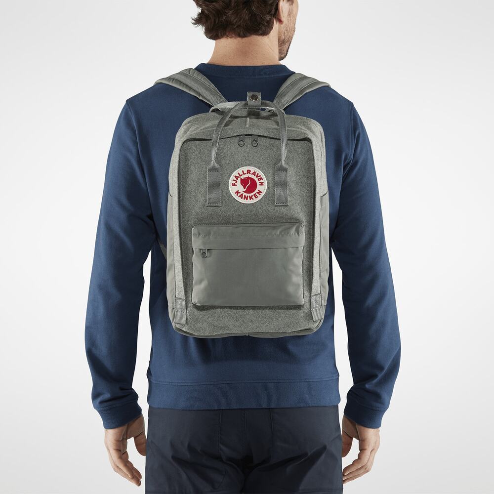 G74Fjallraven Men's Kanken Rewool Laptop Backpack Granite Gray One Size New